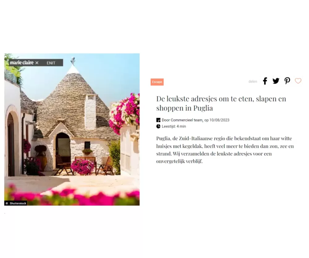 The best places to eat, sleep and shop in Puglia - Marie Claire (Dutch) - Brussels